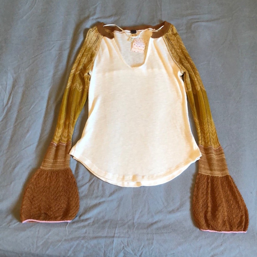 NWT Free People Sunshine Thermal with Bell Sleeves